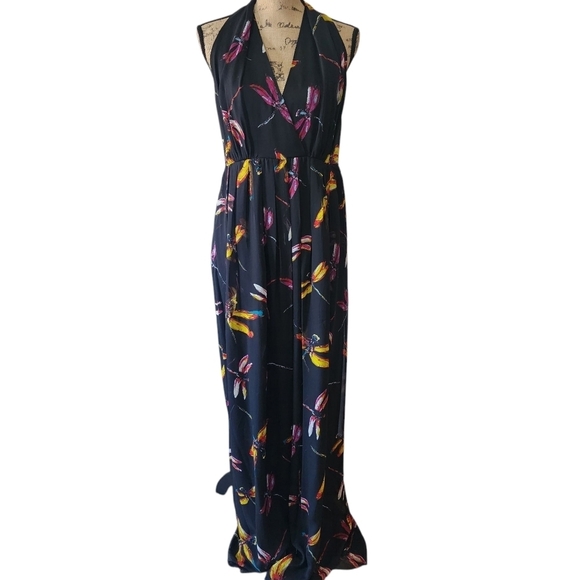 DVF Diane Von Furstenberg Justine Dragonfly Jumpsuit V-neck - Large - Picture 6 of 14